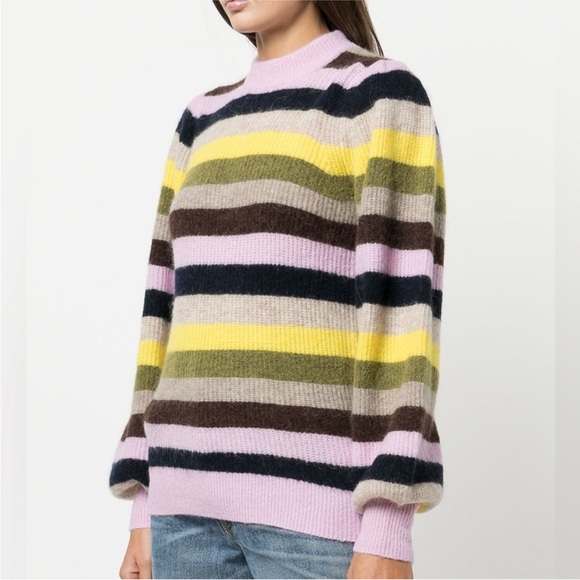 GANNI Merino Wool Striped Sweater XL - Picture 2 of 7